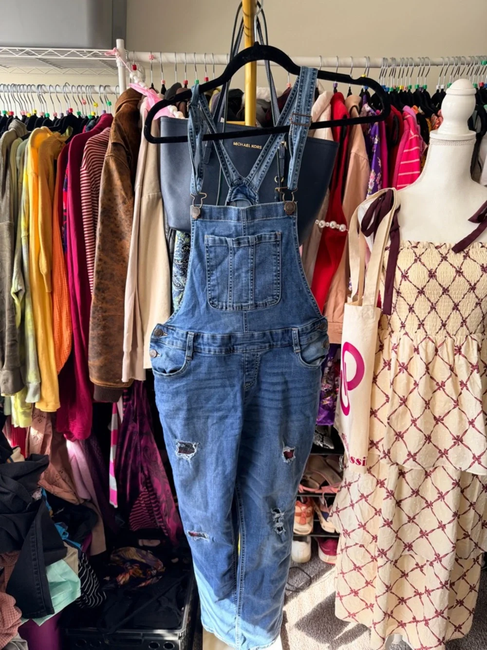 Justice Blue Distressed Denim Overalls size 18